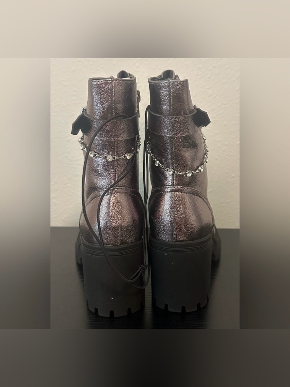 POP Women’s Yeardly Pewter Block Heel Boots NWT Size 7 - Picture 5 of 7